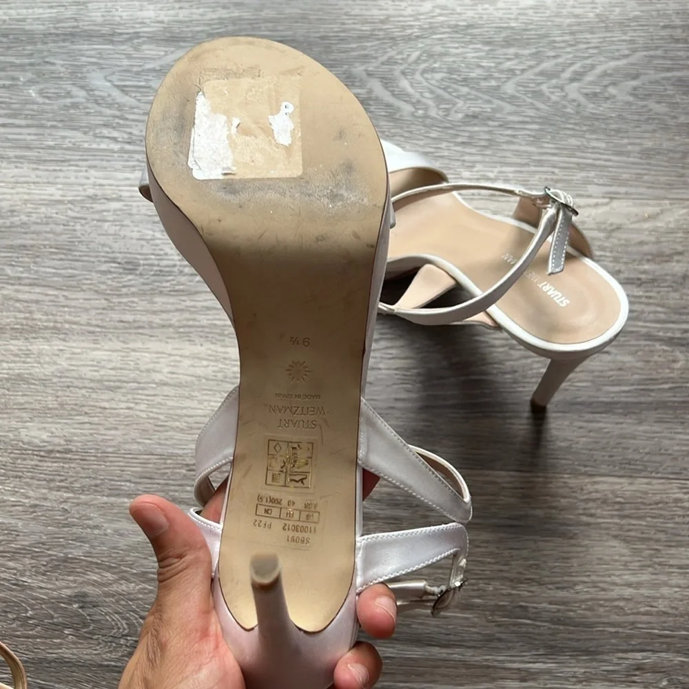 Stuart Weitzman Satin Platform Sandal Size 9.5 Woman’s Evening Elegant Heels